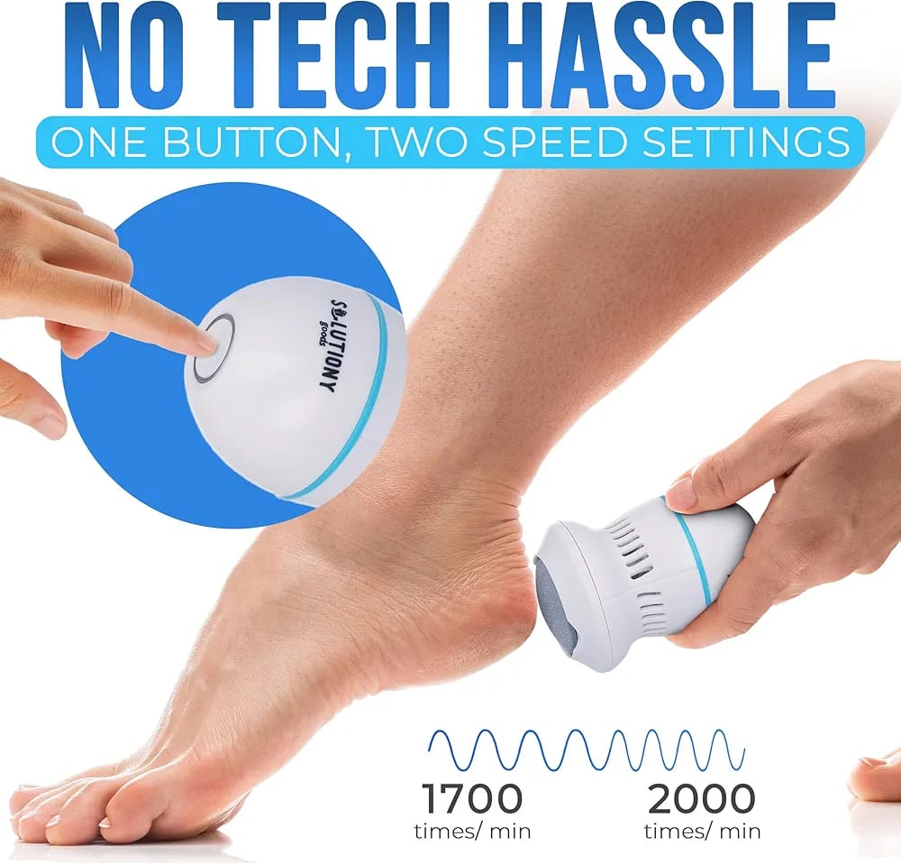Portable USB Rechargeable Electric Callus Remover for Feet with Built in Vacuum Removes Dead Skin from Foot